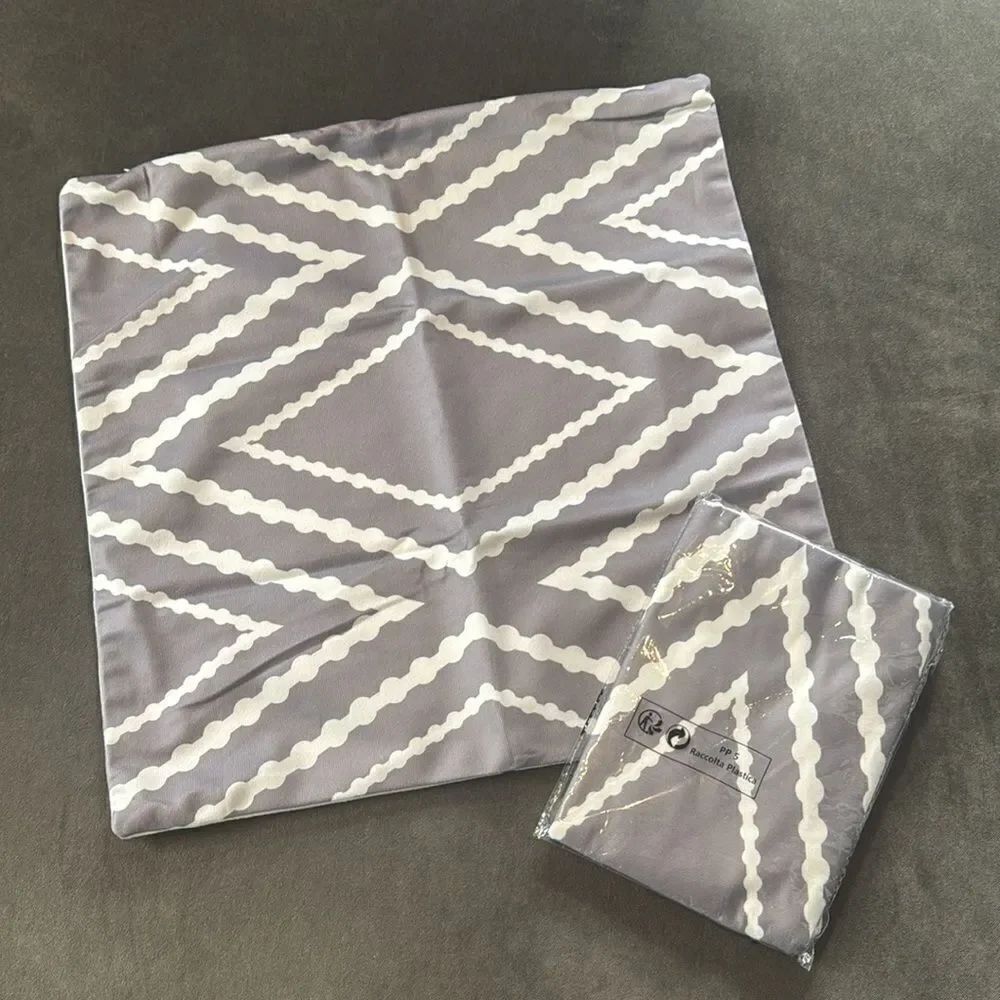 TWO Gray Geometric Sofa Throw Accent Pillow Covers Size 18”x18” Covers Only NEW